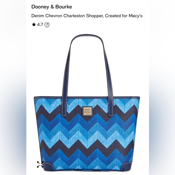 Dooney & Bourke Chevron Pattern Blue leather bag - Picture 3 of 14